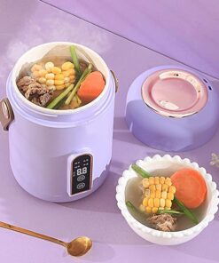Mini rice cooker, portable electric slow cooker, smart timer, cooking and keep-warm functions in one, small travel rice cooker, suitable for cooking soup, rice, and stews.