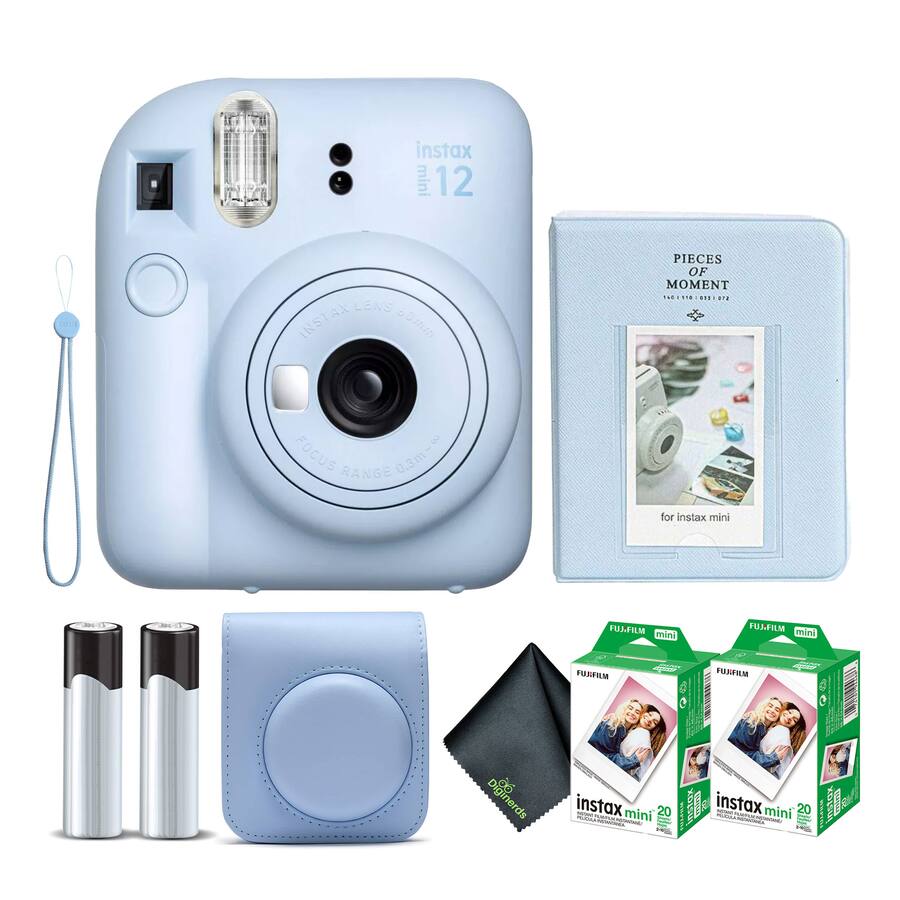 Fujifilm Instax Mini 12 Instant Camera withCarry Bag & 10 Film Sheets Selfie ElectronicPortable Flash Compact